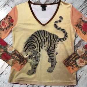 Arden B. Multicolor Tiger Print Blouse